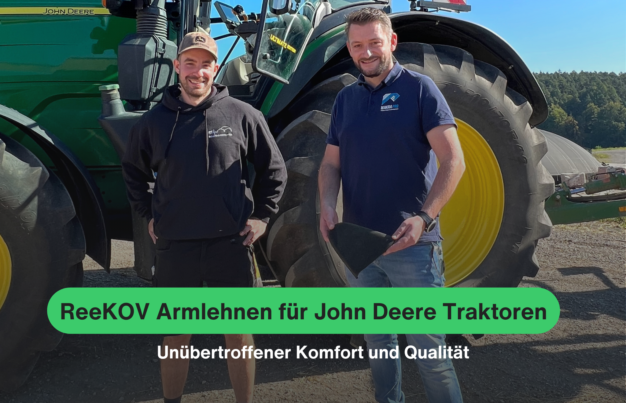 Ergonomisch gestaltete REEKOV-Armlehne für John Deere-Traktoren, die erstklassigen Komfort bei langen Betriebsstunden bietet